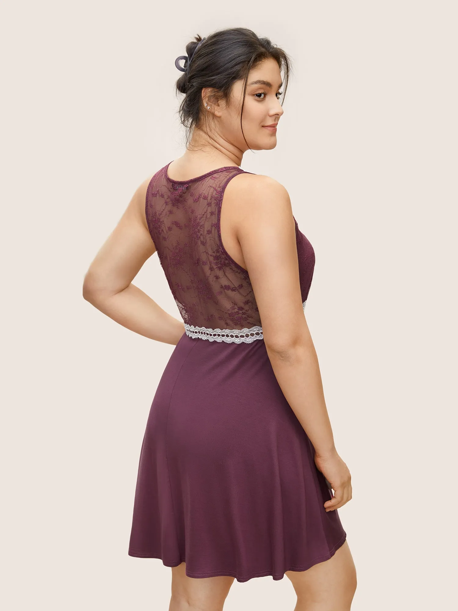 Lace Patchwork Contrast Bowknot Sleep Dress sold by Bloomchic product image thumbnail 2