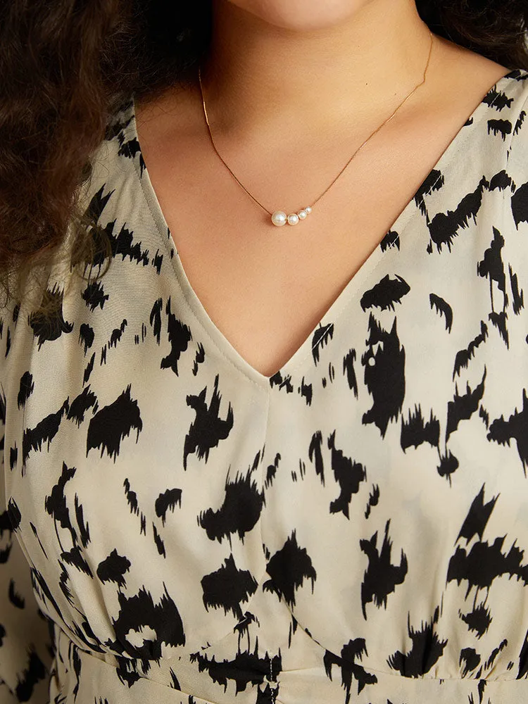 Geometric Contrast Belted Elastic Cuffs Dress sold by Bloomchic product image thumbnail 5