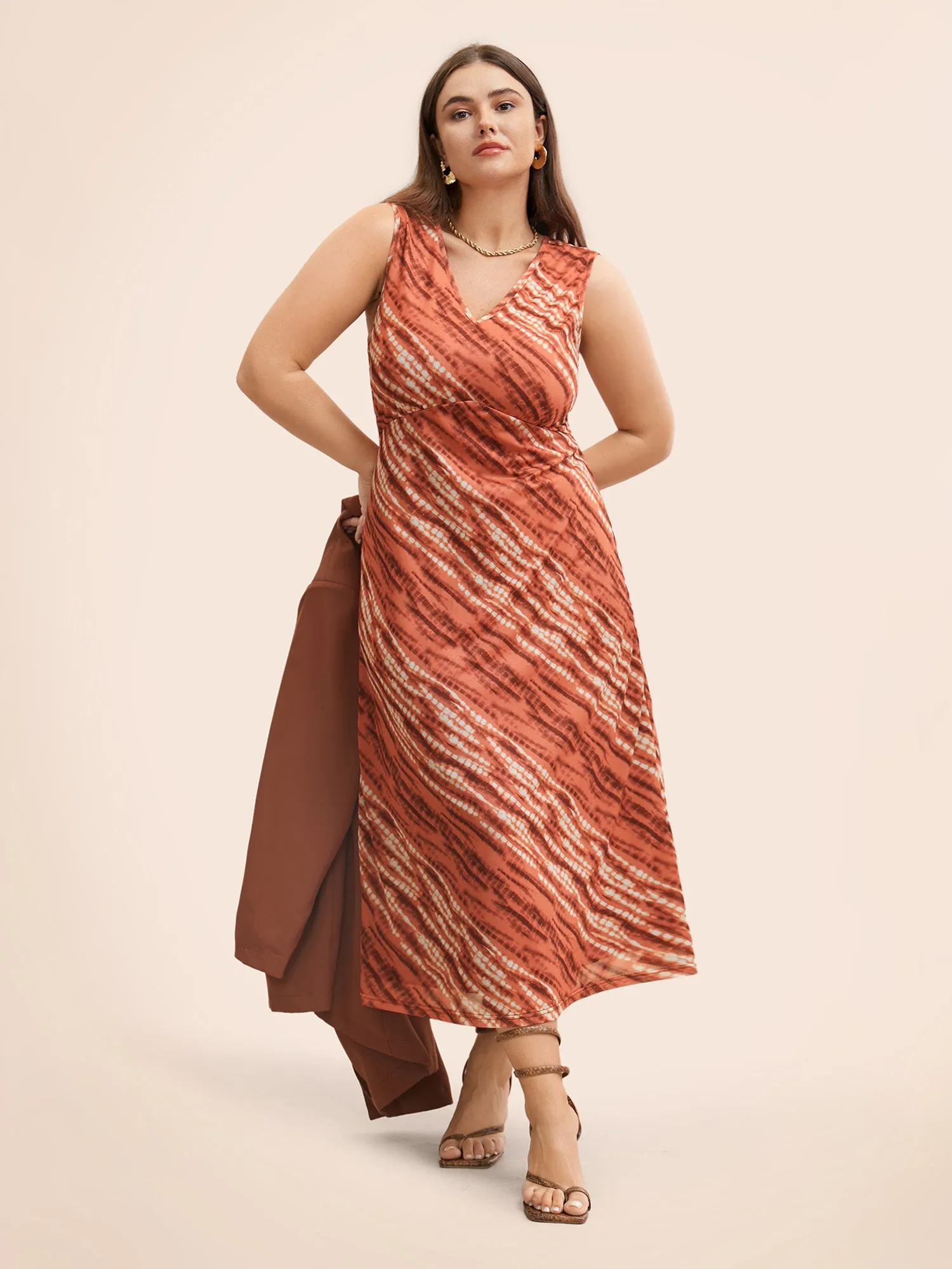 V Neck Striped Contrast Tank Dress sold by Bloomchic product image thumbnail 2