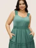 Solid Ruffles Shirred Frill Trim Dress sold by Bloomchic