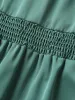 Solid Ruffles Shirred Frill Trim Dress sold by Bloomchic