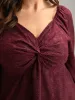 Solid Glitter Twist Front Gathered Blouse sold by Bloomchic