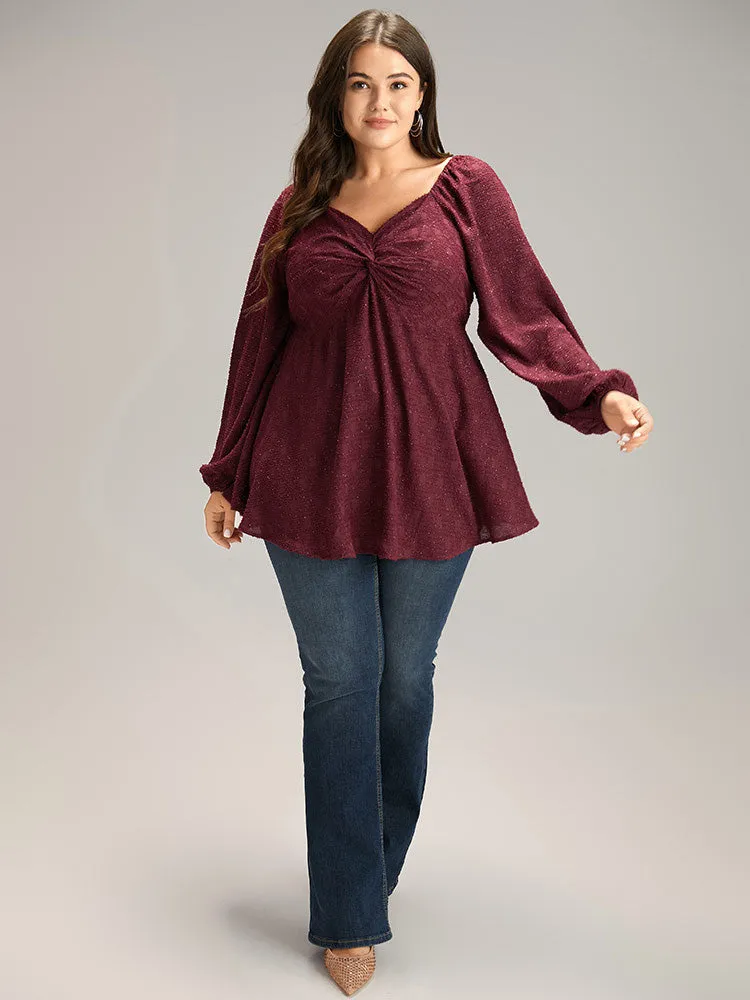 Solid Glitter Twist Front Gathered Blouse sold by Bloomchic product image thumbnail 4