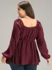 Solid Glitter Twist Front Gathered Blouse sold by Bloomchic