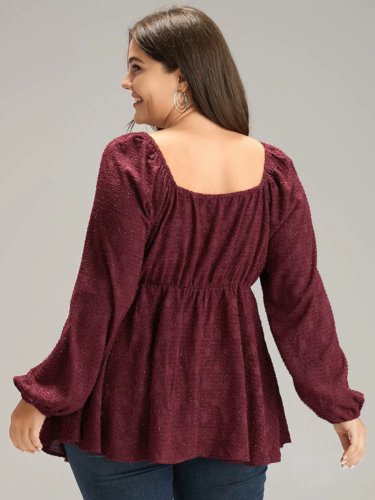 Solid Glitter Twist Front Gathered Blouse sold by Bloomchic product image thumbnail 2