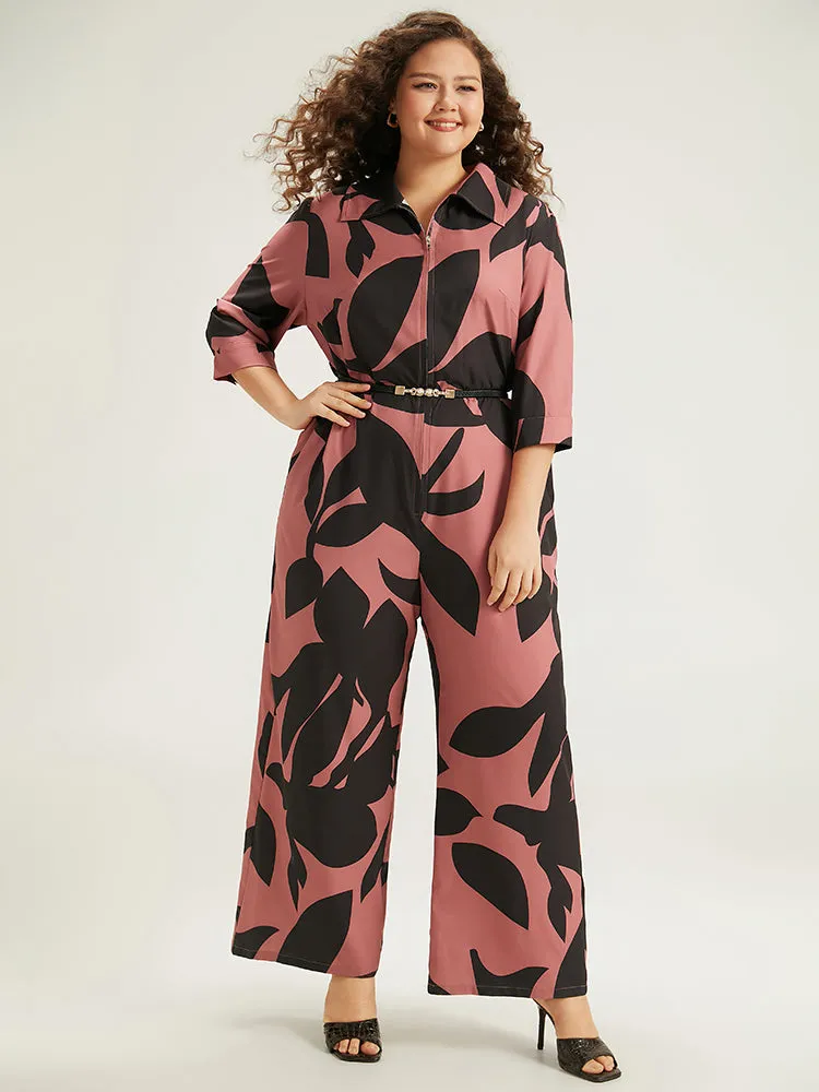 Silhouette Floral Print Zipper Belted Jumpsuit sold by Bloomchic product image thumbnail 4
