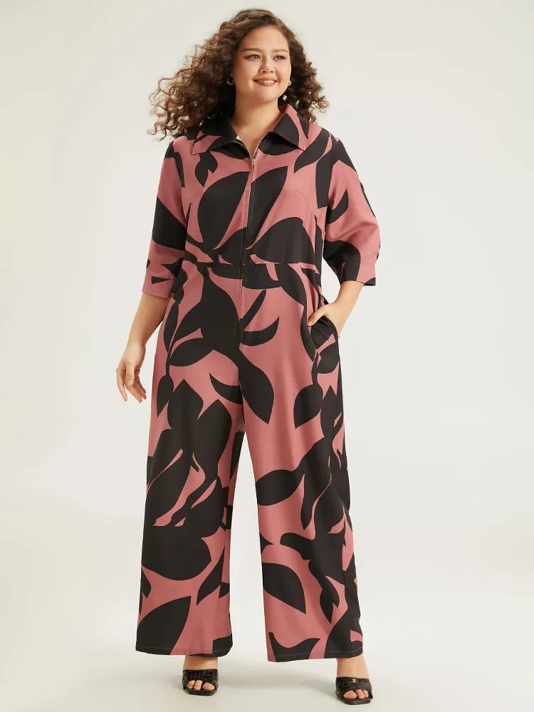 Silhouette Floral Print Zipper Belted Jumpsuit sold by Bloomchic product image thumbnail 5