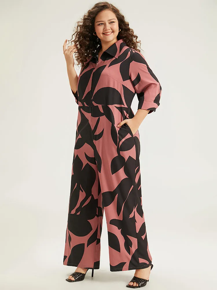 Silhouette Floral Print Zipper Belted Jumpsuit sold by Bloomchic product image thumbnail 2