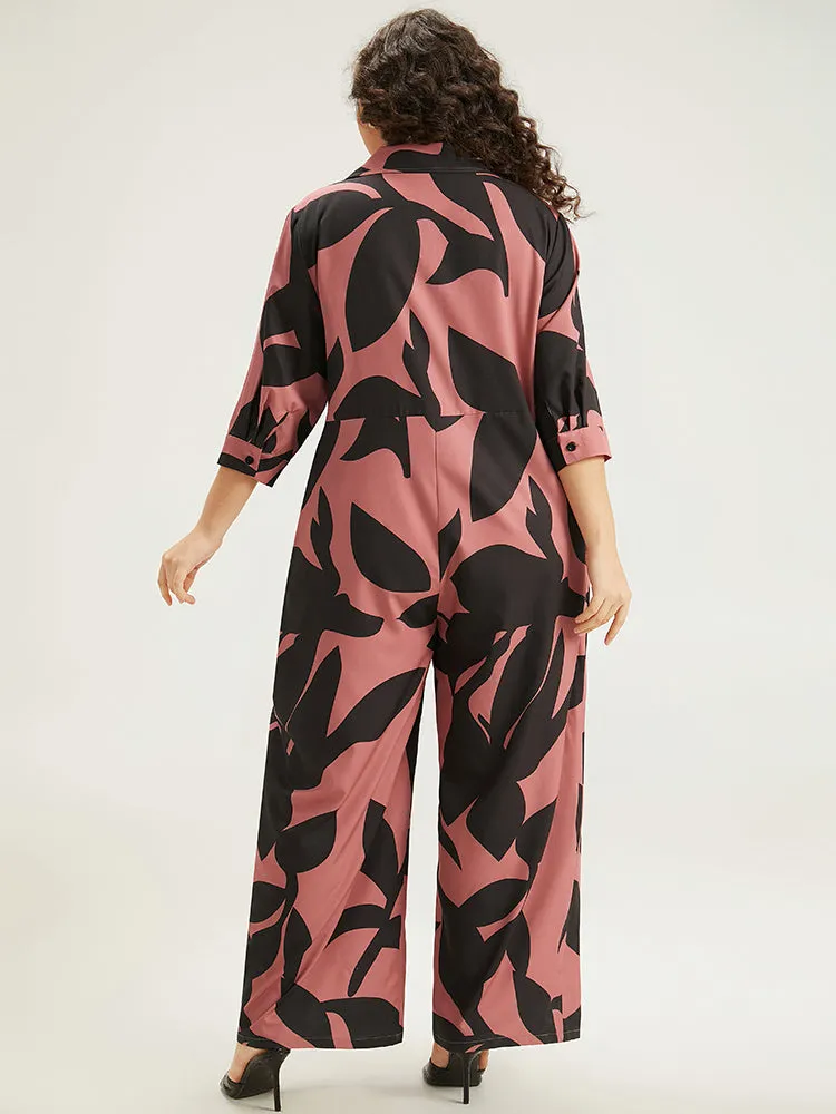 Silhouette Floral Print Zipper Belted Jumpsuit sold by Bloomchic product image thumbnail 3