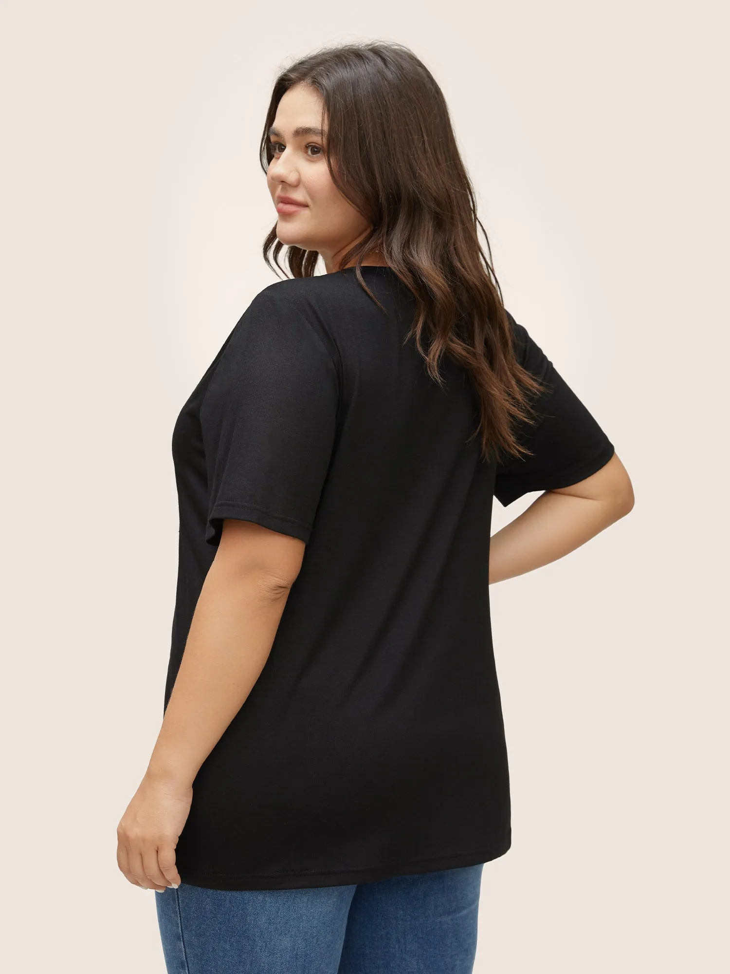 Love Rhinestone V Neck T-shirt sold by Bloomchic product image thumbnail 2