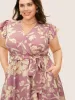 Silhouette Floral Print Wrap Ruffle Cap Sleeve Dress sold by Bloomchic