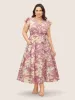Silhouette Floral Print Wrap Ruffle Cap Sleeve Dress sold by Bloomchic
