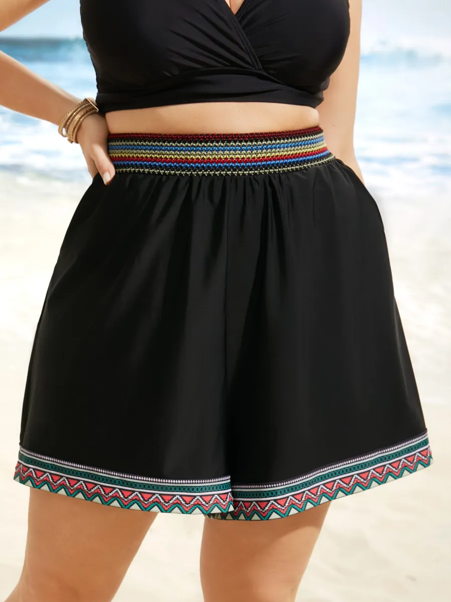 Bandana Swim Contrast Webbing Pocket Bottom sold by Bloomchic