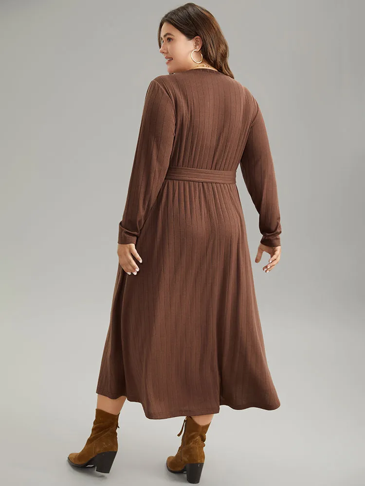 Plain Rib Knit Belted Pocket Dress sold by Bloomchic product image thumbnail 3
