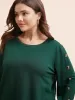 Crew Neck Patchwork Button Detail Sweatshirt sold by Bloomchic