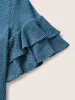Solid Waffle Knit Tiered Flutter Sleeve T-shirt sold by Bloomchic