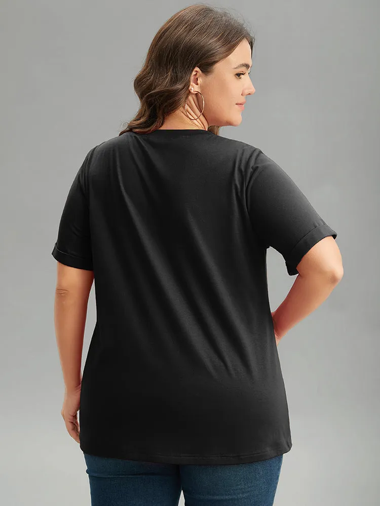 Christmas Print Round Neck Roll Sleeve T-shirt sold by Bloomchic product image thumbnail 2