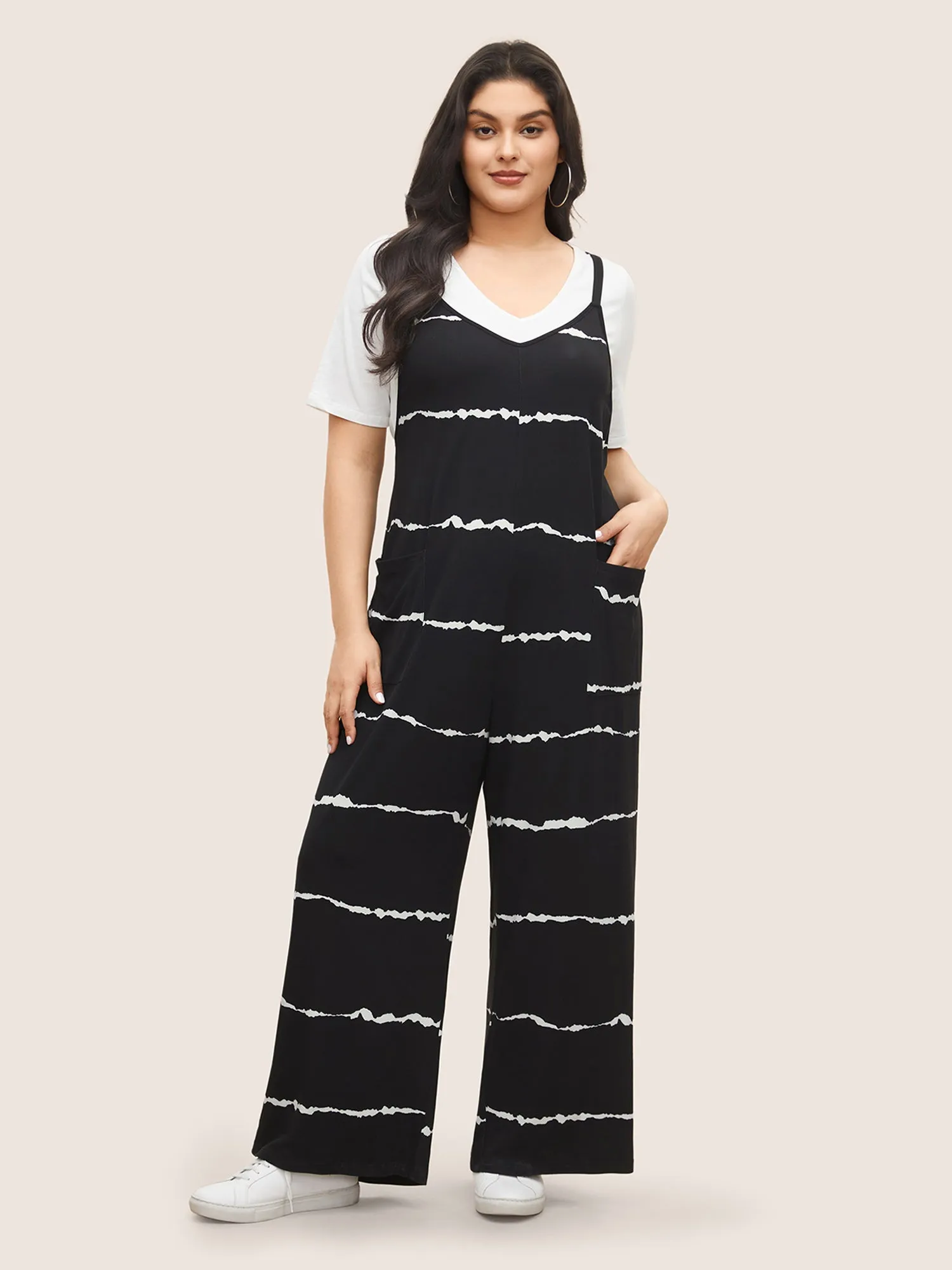 Tie Dye Patched Pocket Cami Jumpsuit sold by Bloomchic