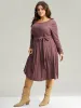 Plain Pleated Hem Belted Long Sleeve Dress sold by Bloomchic