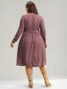 Plain Pleated Hem Belted Long Sleeve Dress sold by Bloomchic
