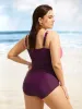 Heart Neckline Gradient Dyeing Ruched One Piece Swimsuit sold by Bloomchic