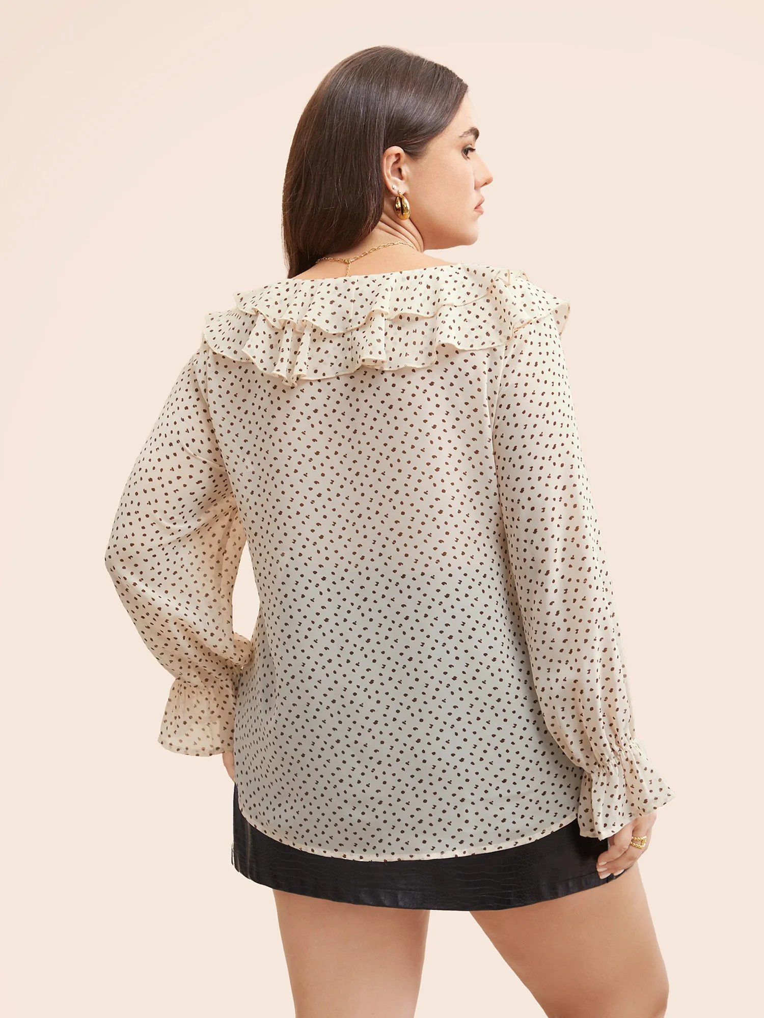 Chiffon Leopard Print Ruffle Trim Blouse sold by Bloomchic product image thumbnail 5