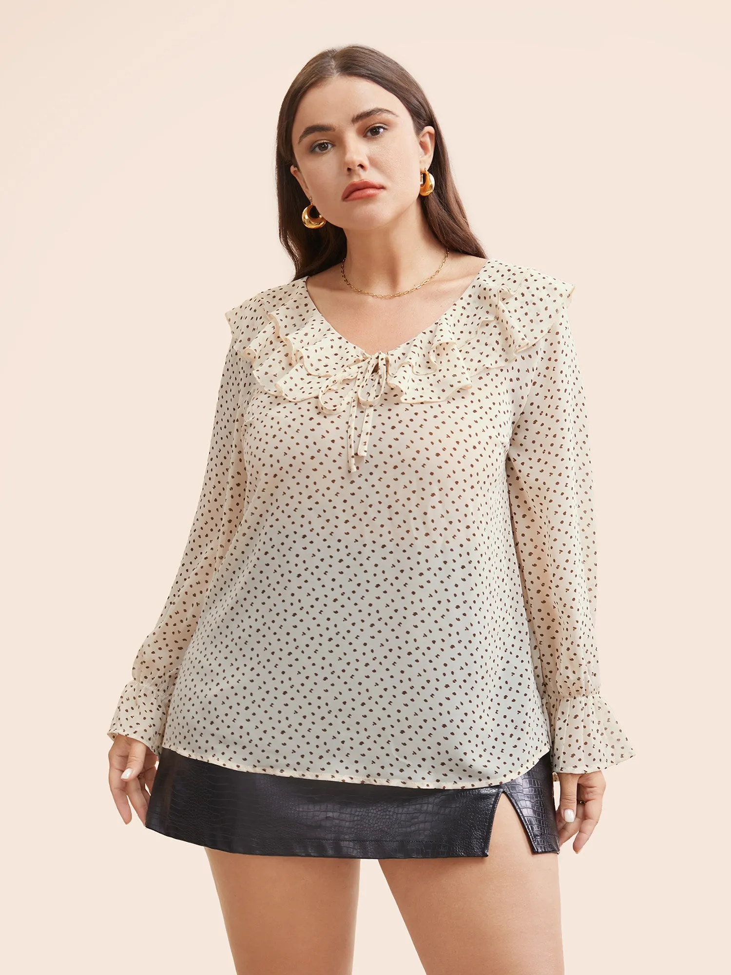 Chiffon Leopard Print Ruffle Trim Blouse sold by Bloomchic product image thumbnail 4