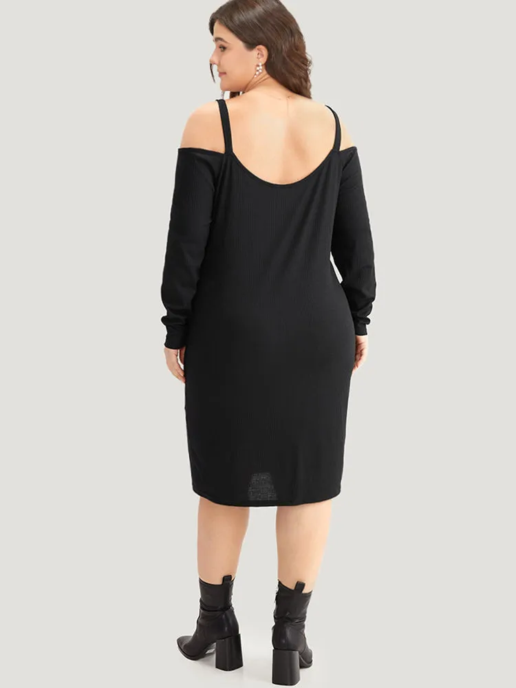 Plain Rib Knit Metal Detail Cami Dress sold by Bloomchic product image thumbnail 3