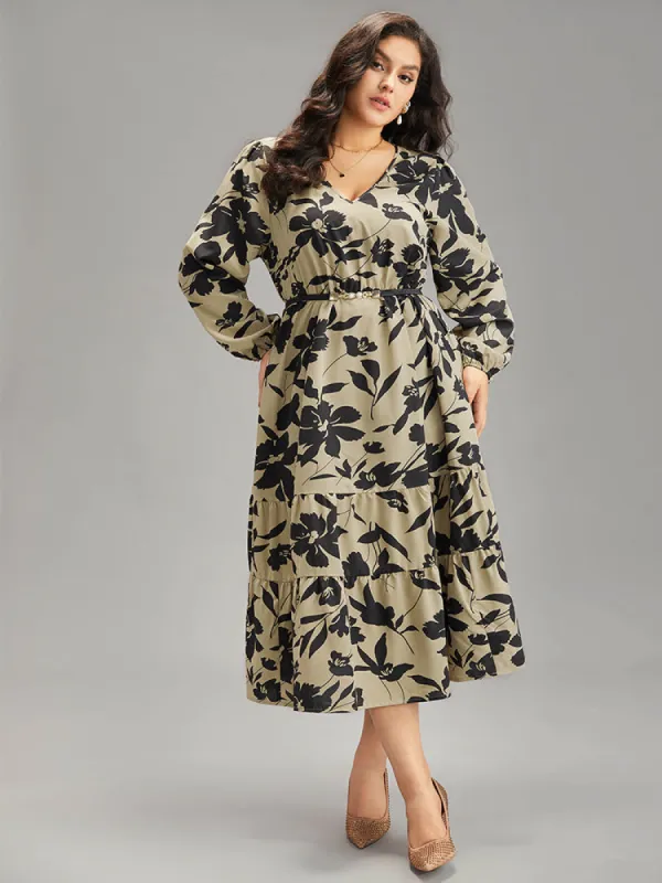 Silhouette Floral Print Elastic Wais Dress sold by Bloomchic