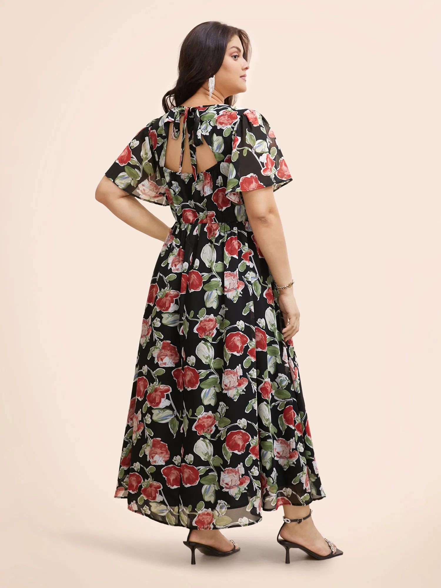 Floral Tie Knot Slit Hem Maxi Dress sold by Bloomchic product image thumbnail 4