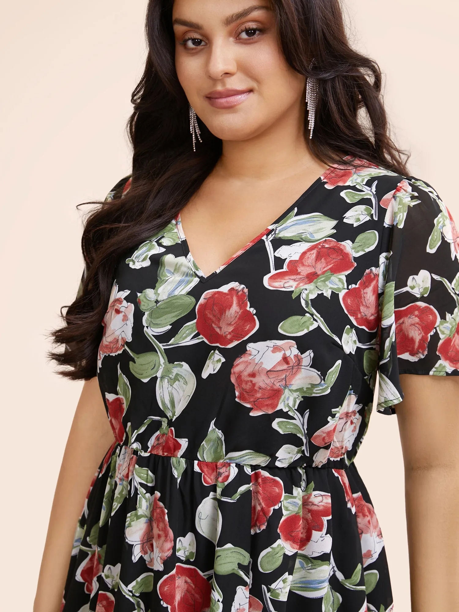 Floral Tie Knot Slit Hem Maxi Dress sold by Bloomchic product image thumbnail 2