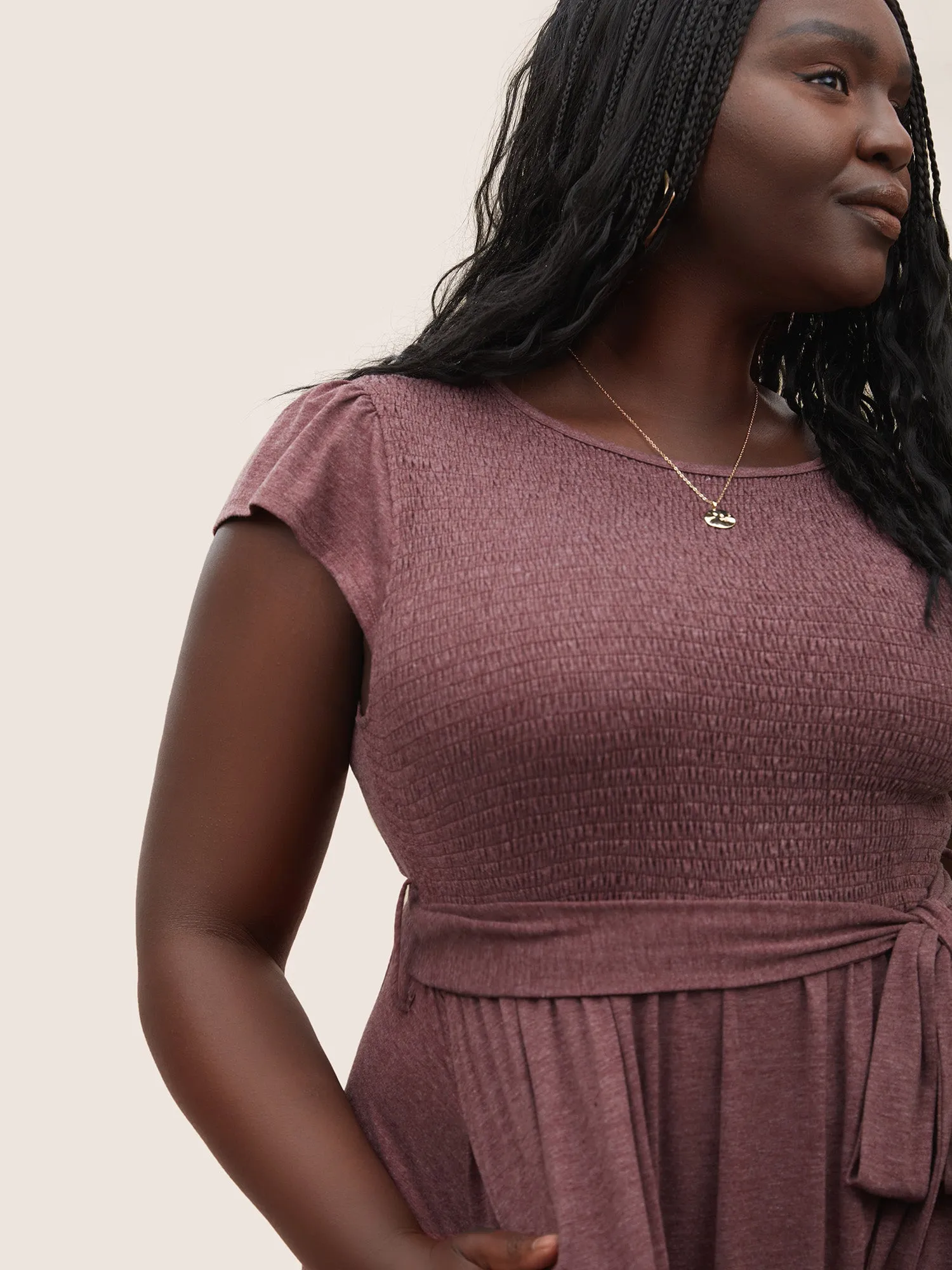 Supersoft Essentials Shirred Ruffle Cap Sleeve Dress sold by Bloomchic product image thumbnail 3