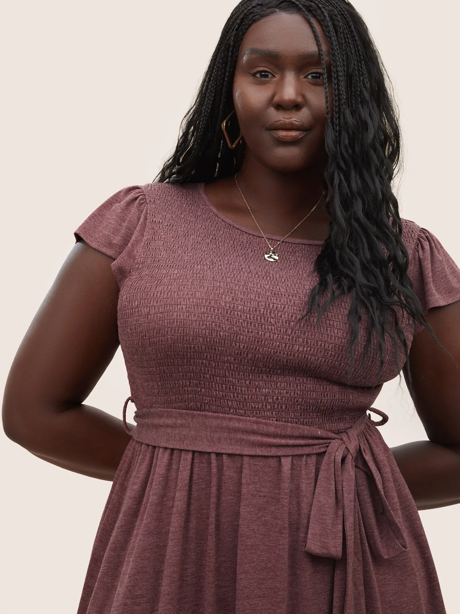 Supersoft Essentials Shirred Ruffle Cap Sleeve Dress sold by Bloomchic product image thumbnail 2