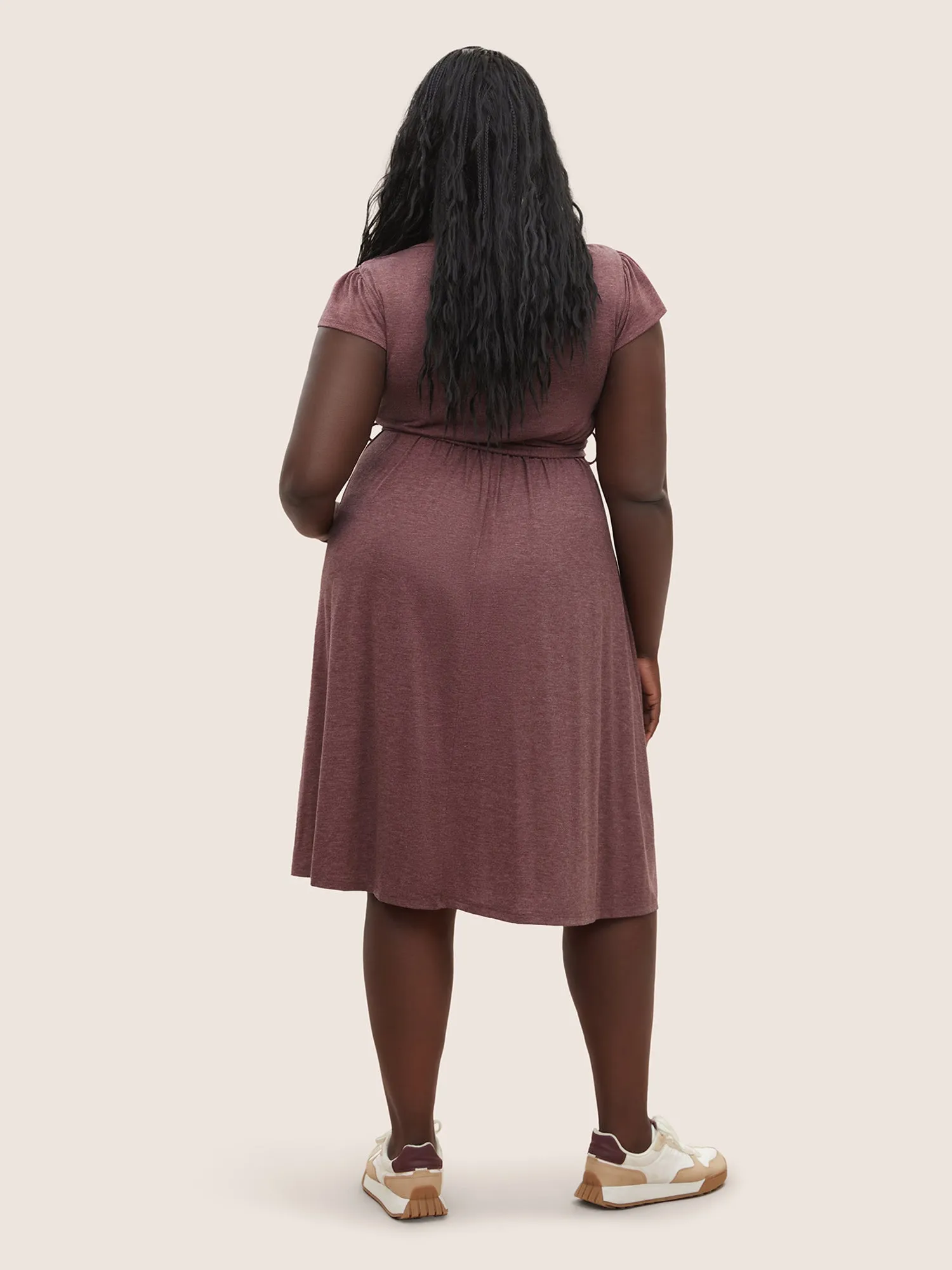Supersoft Essentials Shirred Ruffle Cap Sleeve Dress sold by Bloomchic product image thumbnail 5