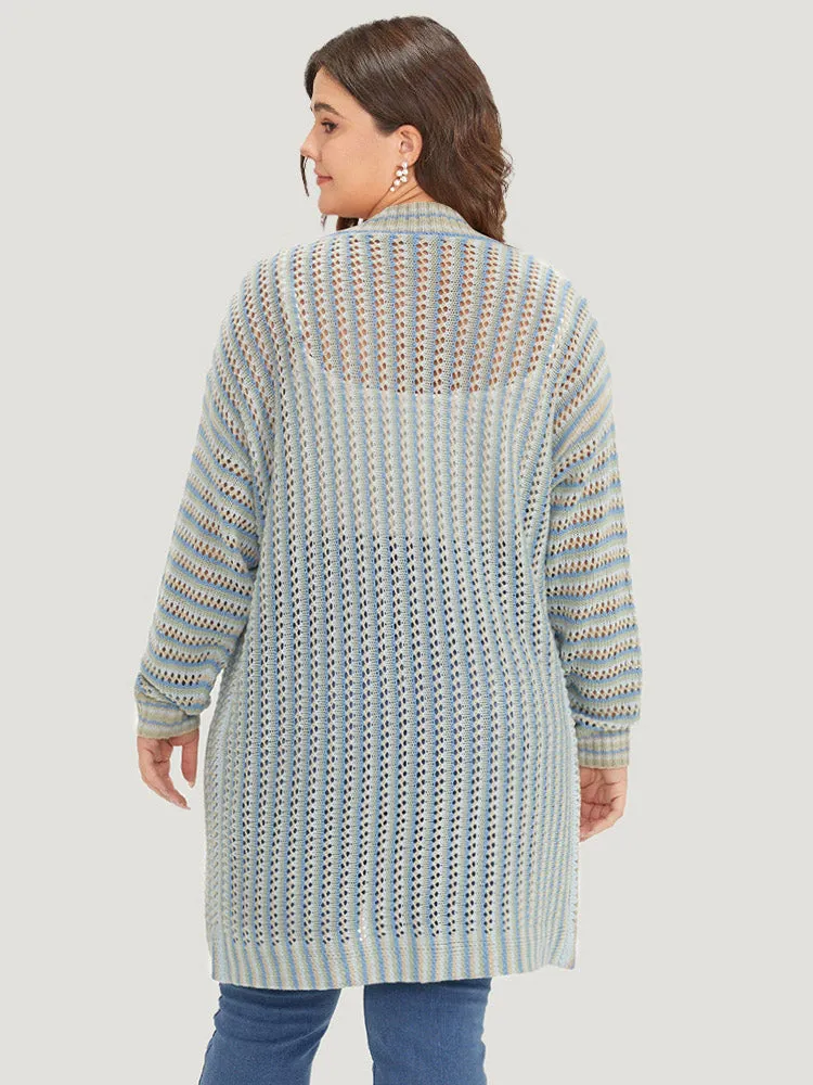 Contrast Geo Eyelet Drop Shoulder Cardigan sold by Bloomchic product image thumbnail 2