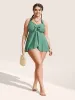 Plain Knotted Gathered Slit Front Swim Top sold by Bloomchic