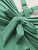 Plain Knotted Gathered Slit Front Swim Top sold by Bloomchic