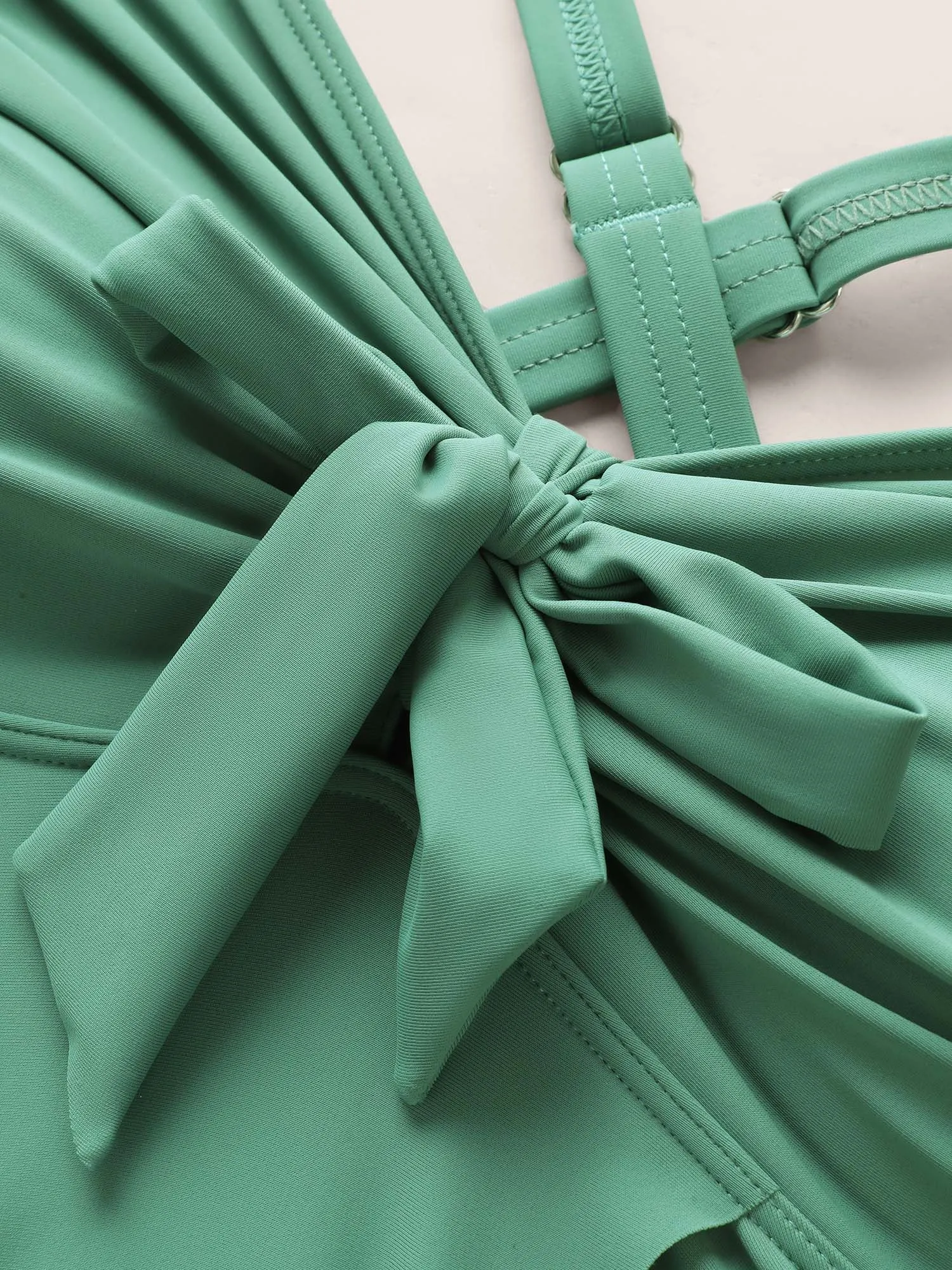 Plain Knotted Gathered Slit Front Swim Top sold by Bloomchic product image thumbnail 5