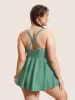 Plain Knotted Gathered Slit Front Swim Top sold by Bloomchic