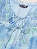 Watercolor Floral Frill Trim Shirred Blouse sold by Bloomchic