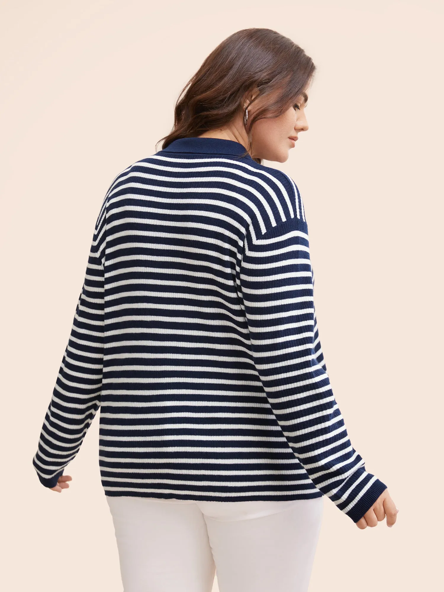 Polo Neck Striped Button Up Pullover sold by Bloomchic product image thumbnail 2