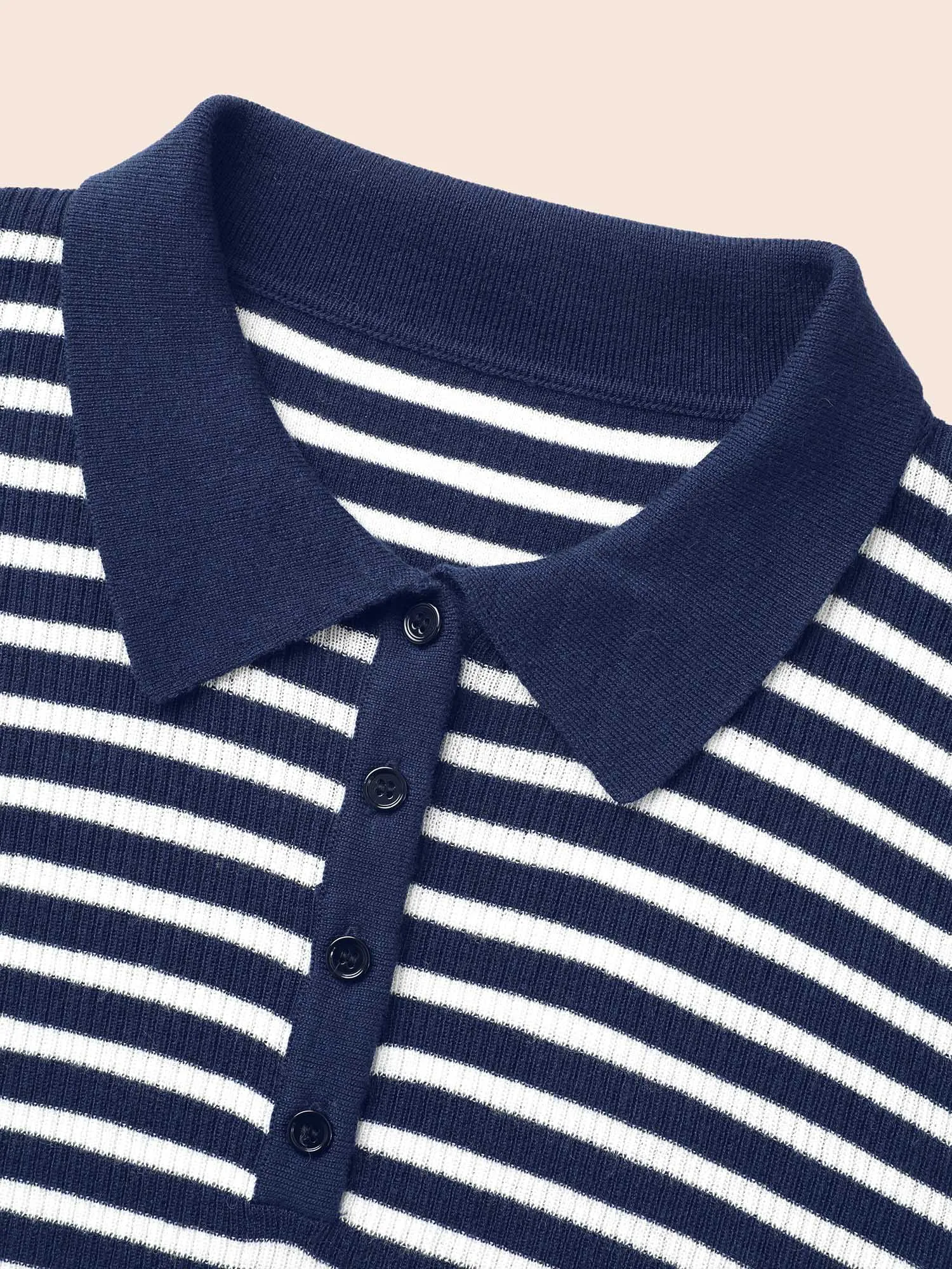 Polo Neck Striped Button Up Pullover sold by Bloomchic product image thumbnail 5