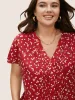 Ditsy Floral Pleated Button Detail Tiered Ruffles Blouse sold by Bloomchic