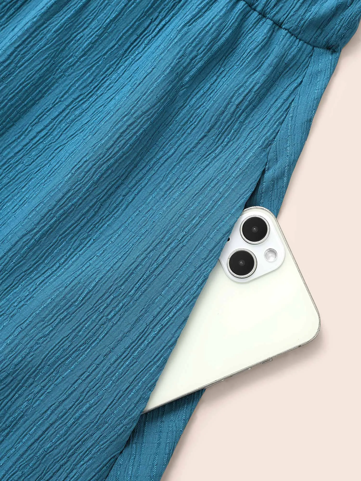 Textured V Neck Belted Ruffle Hem Dress sold by Bloomchic product image thumbnail 5