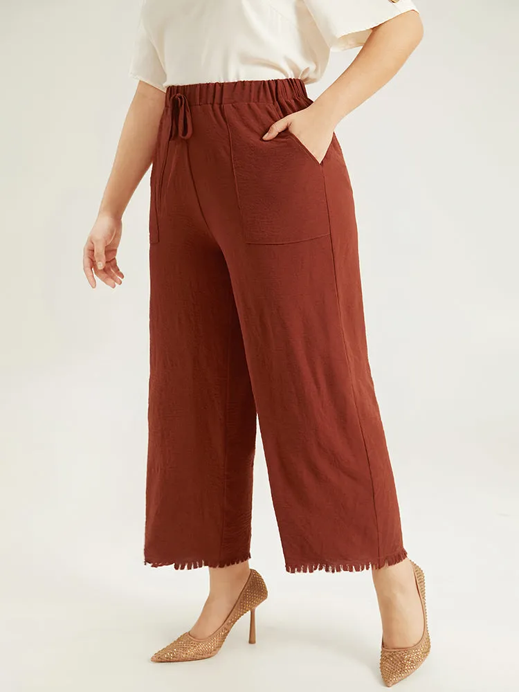 Plain Frayed Hem Pocket Bowknot Pants sold by Bloomchic product image thumbnail 2