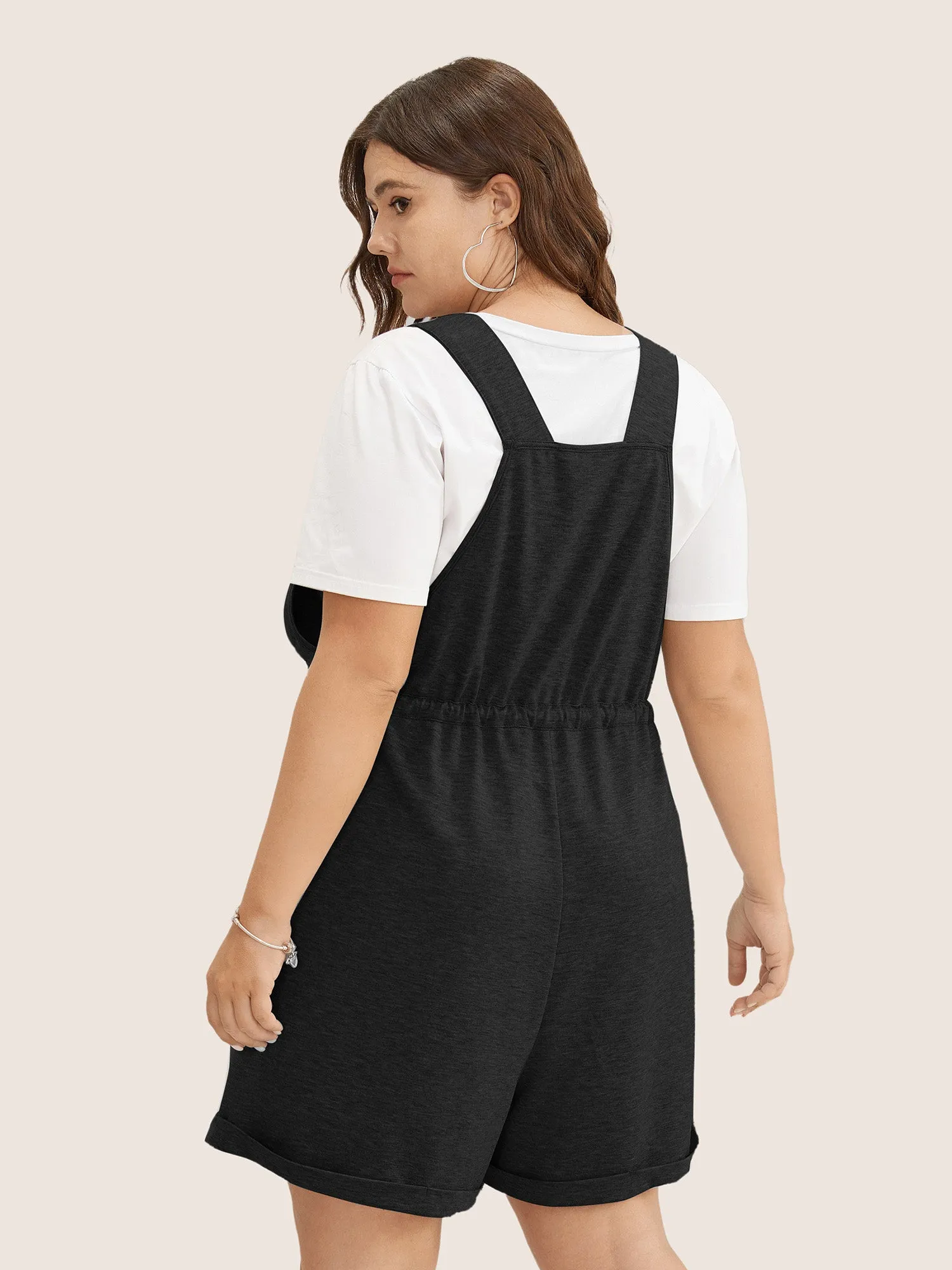 Solid Pocket Drawstring Overall Romper sold by Bloomchic product image thumbnail 2