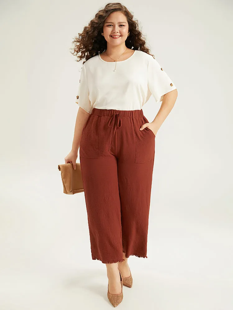 Plain Frayed Hem Pocket Bowknot Pants sold by Bloomchic product image thumbnail 3