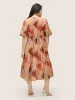 Geometric Contrast Embroidered Elastic Waist Dress sold by Bloomchic