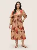 Geometric Contrast Embroidered Elastic Waist Dress sold by Bloomchic