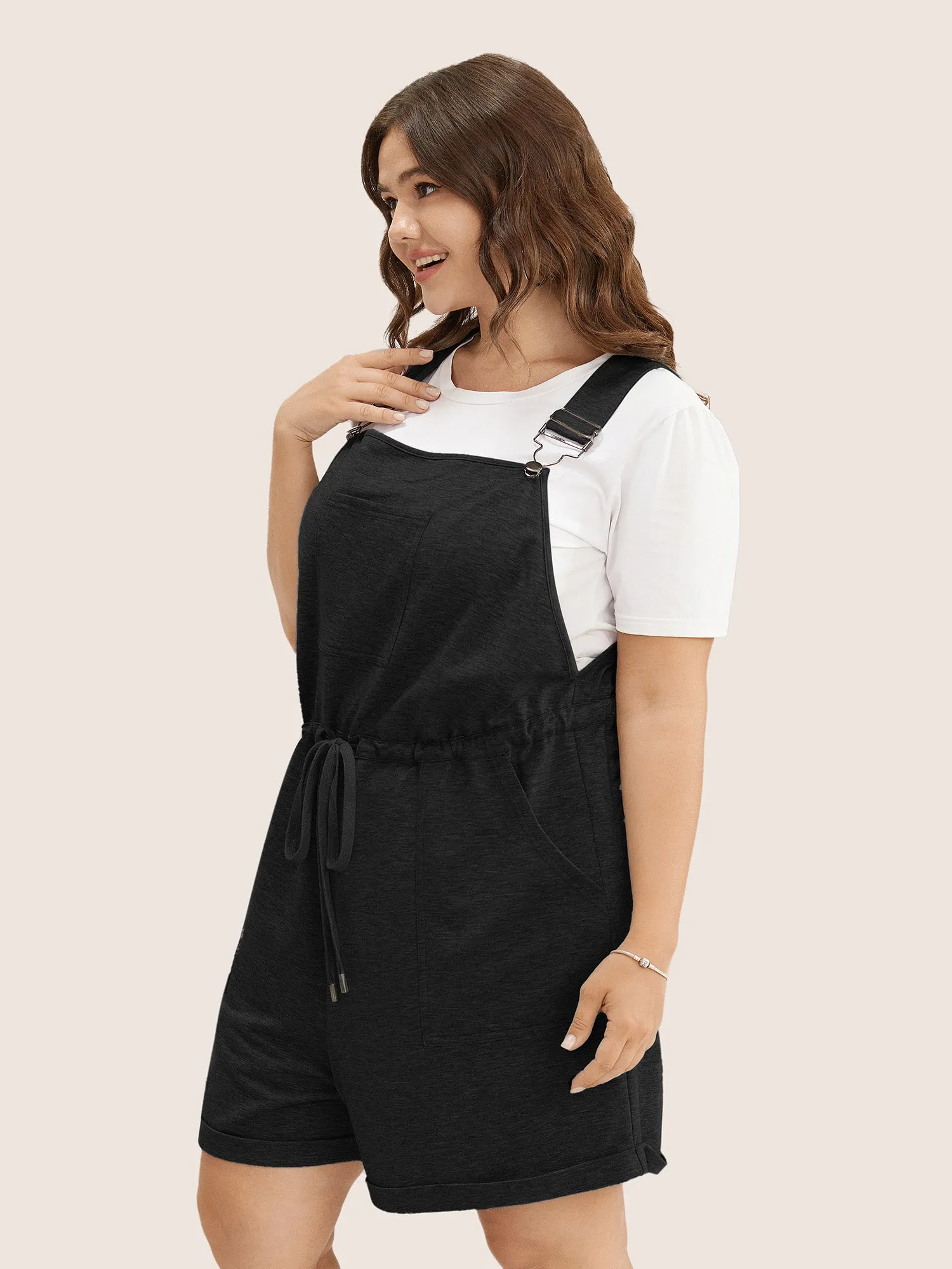 Solid Pocket Drawstring Overall Romper sold by Bloomchic product image thumbnail 3